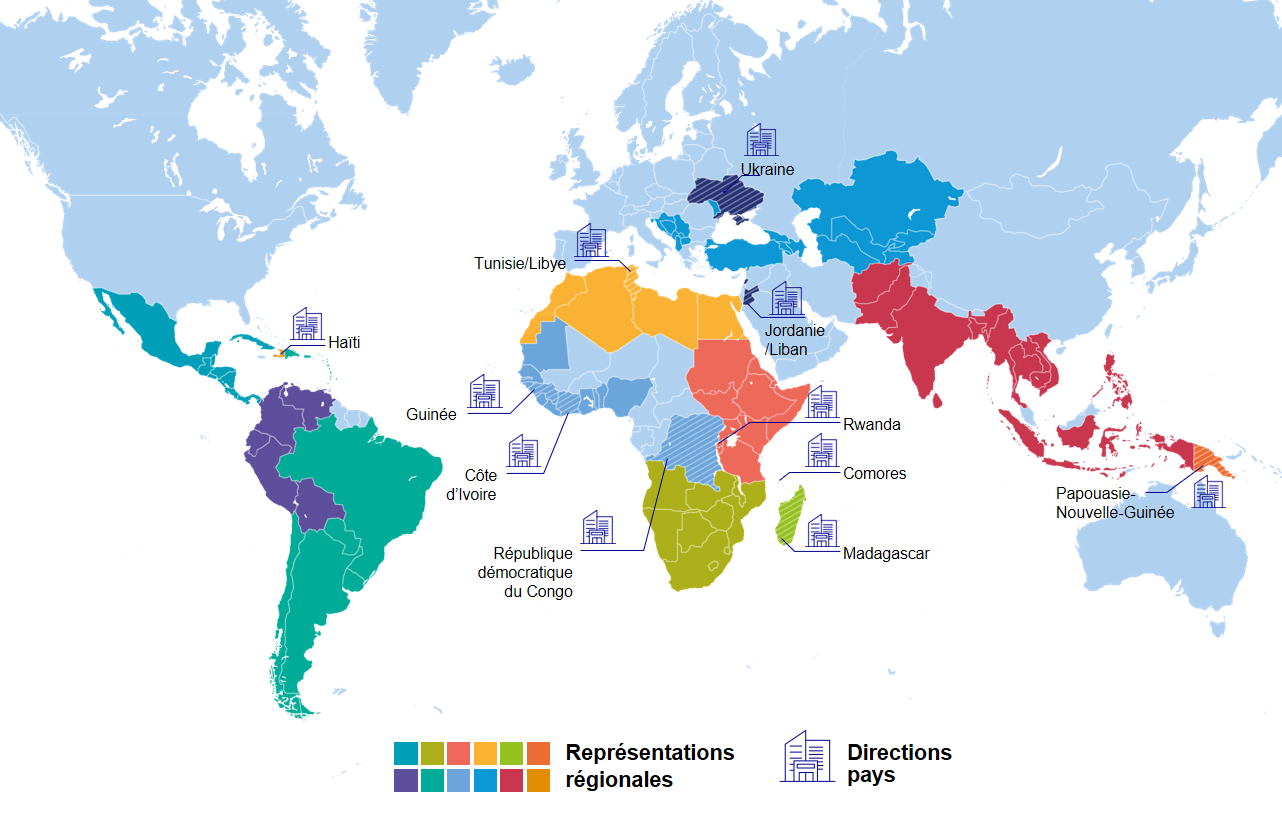Équipes d’Expertise France dans le monde