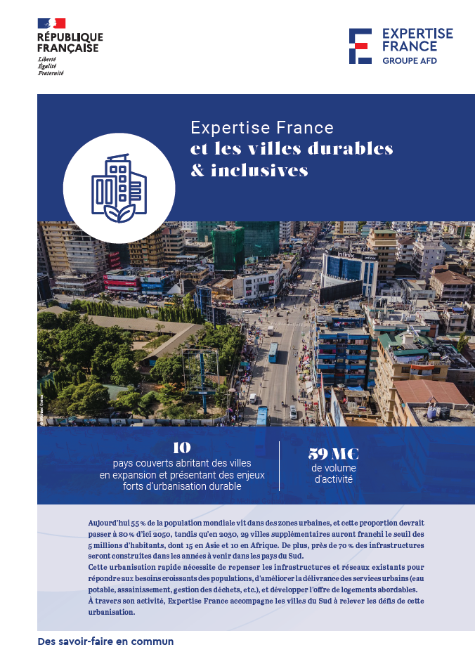 Couverture de la plaquette "Villes durables et inclusives" d'Expertise France