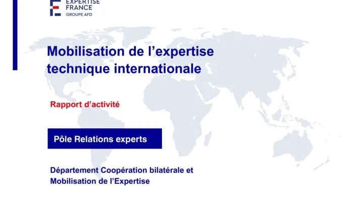 Couverture du rapport d'activité - Mobilisation d'expertise technique internationale