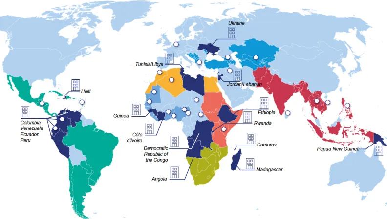 Map of our regional representations and country offices around the world